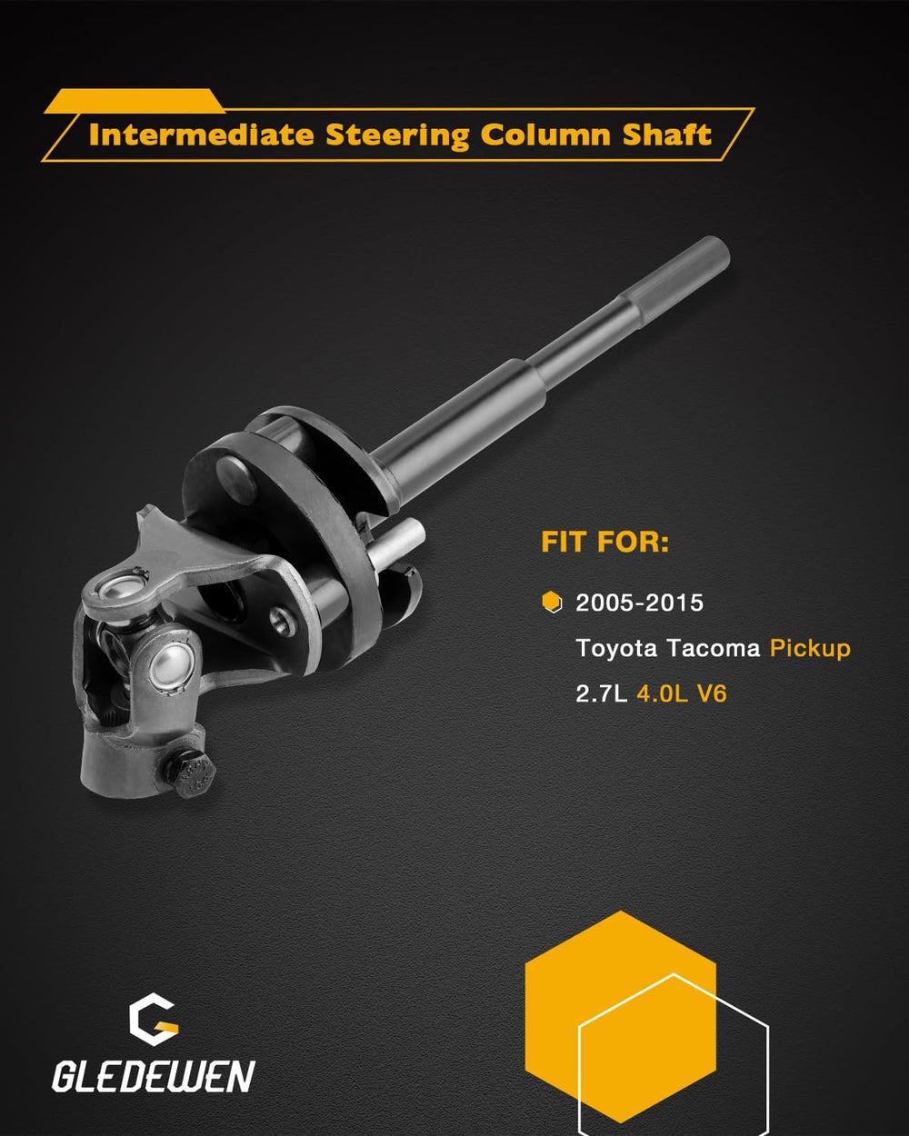 Gledewen steering shaft U-joint end connection demonstrating flexible angles for smooth turns