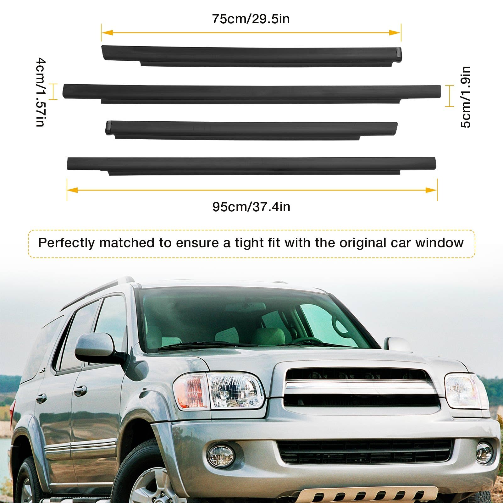 Gledewen weatherstrip kit layout for Sequoia installation guidance.