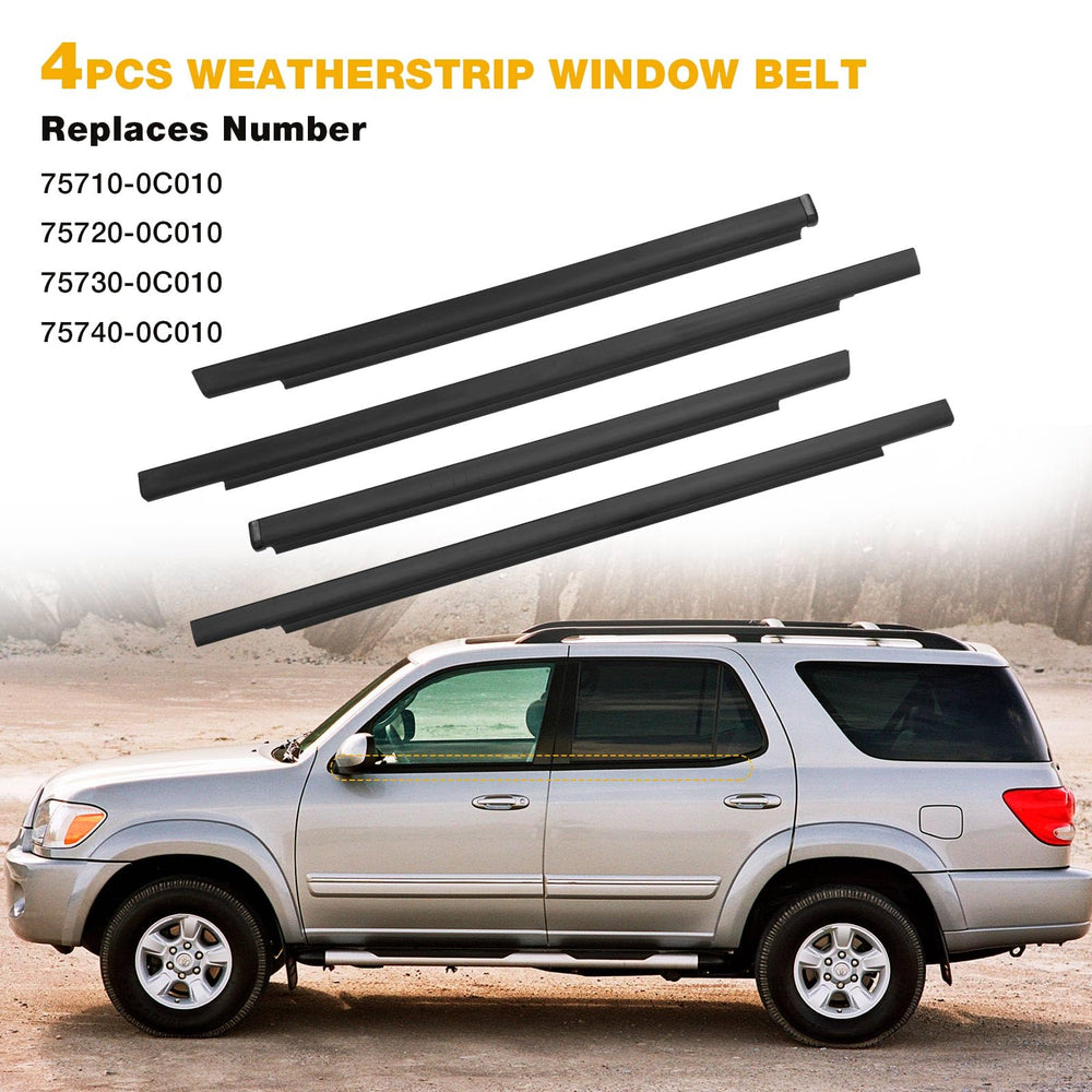 Rear left Sequoia weatherstrip showing tight seal and rubber material.