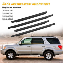 Rear left Sequoia weatherstrip showing tight seal and rubber material.
