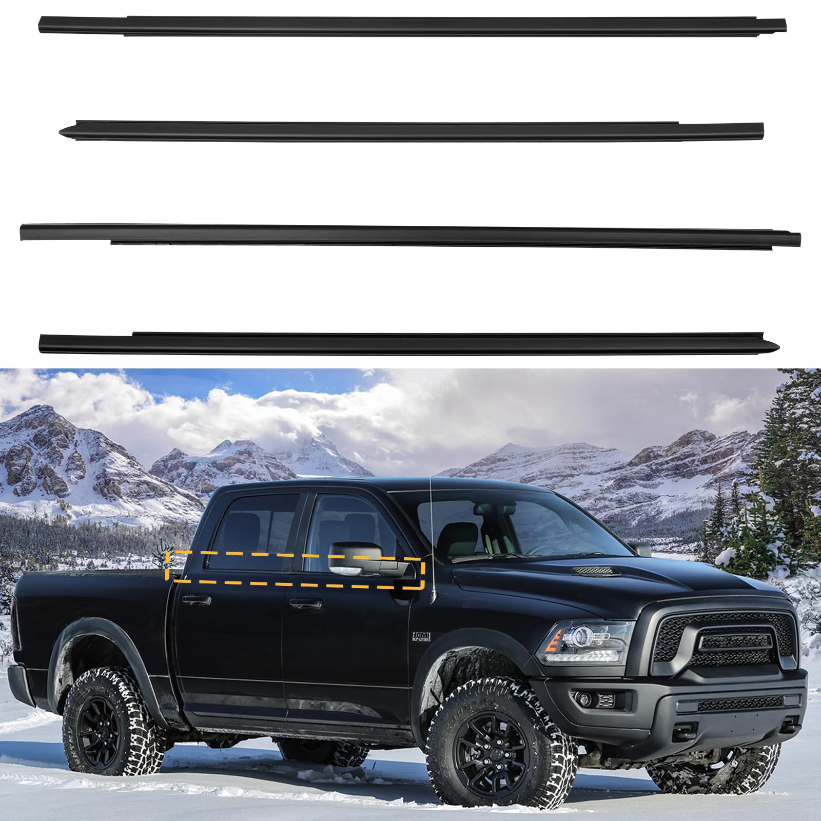 Gledewen weatherstrip window seal belt on driver side showing a snug, waterproof fit
