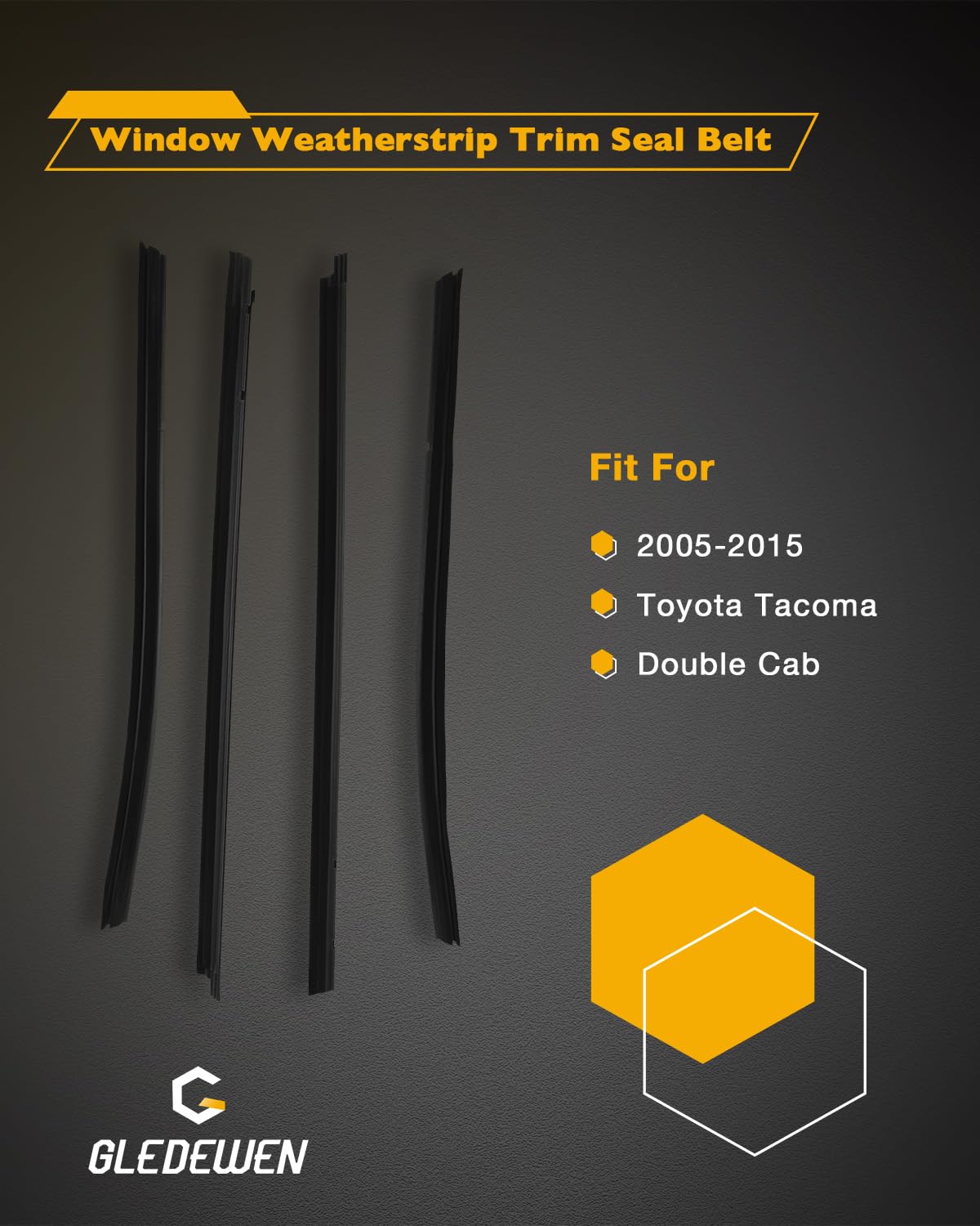 Gledewen window seal front right for Tacoma improves sealing and noise reduction.