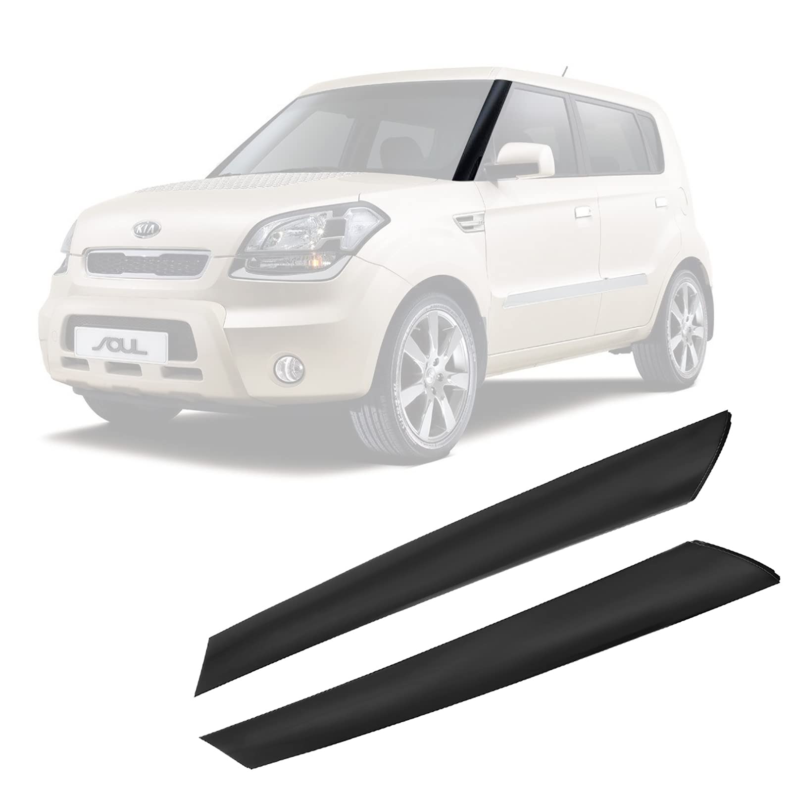 Gledewen left front A-pillar trim with gloss black finish for Kia Soul 2010-2013.