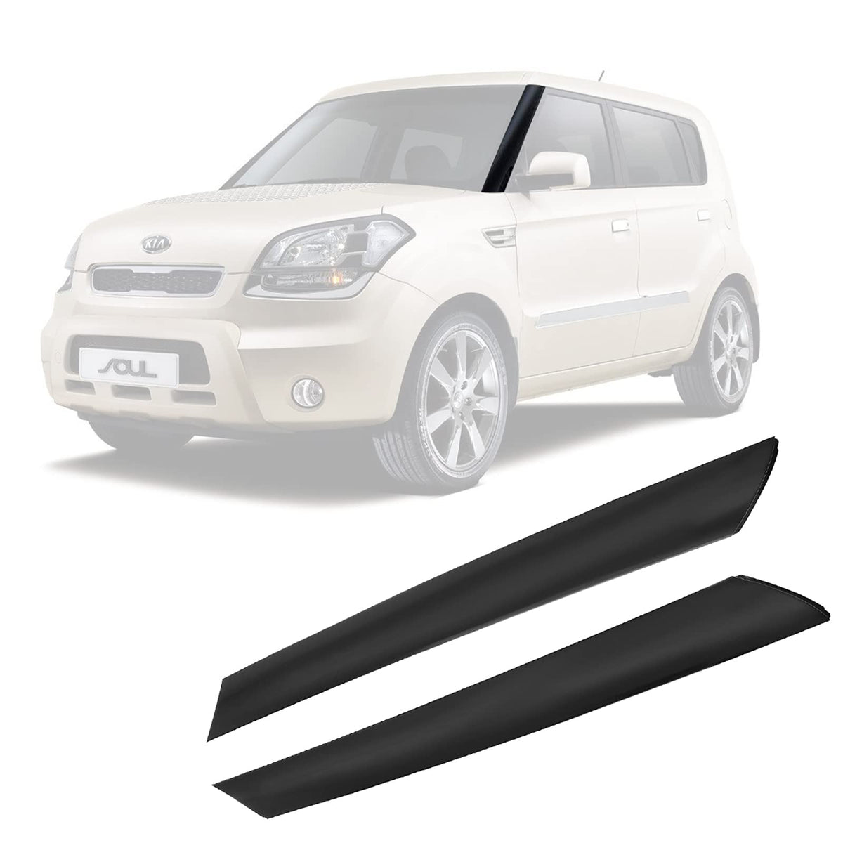Gledewen left front A-pillar trim with gloss black finish for Kia Soul 2010-2013.