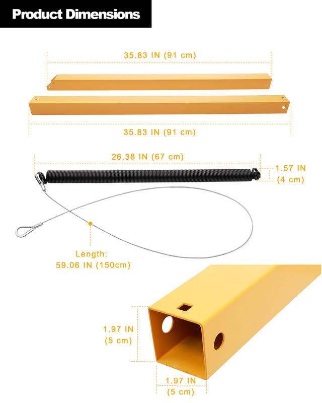 Yellow powder-coated components resist wear and weather for long-term use
