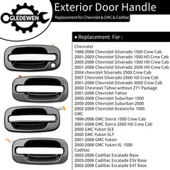 Gledewen front-left door handle with keyhole, chrome lever, black housing.