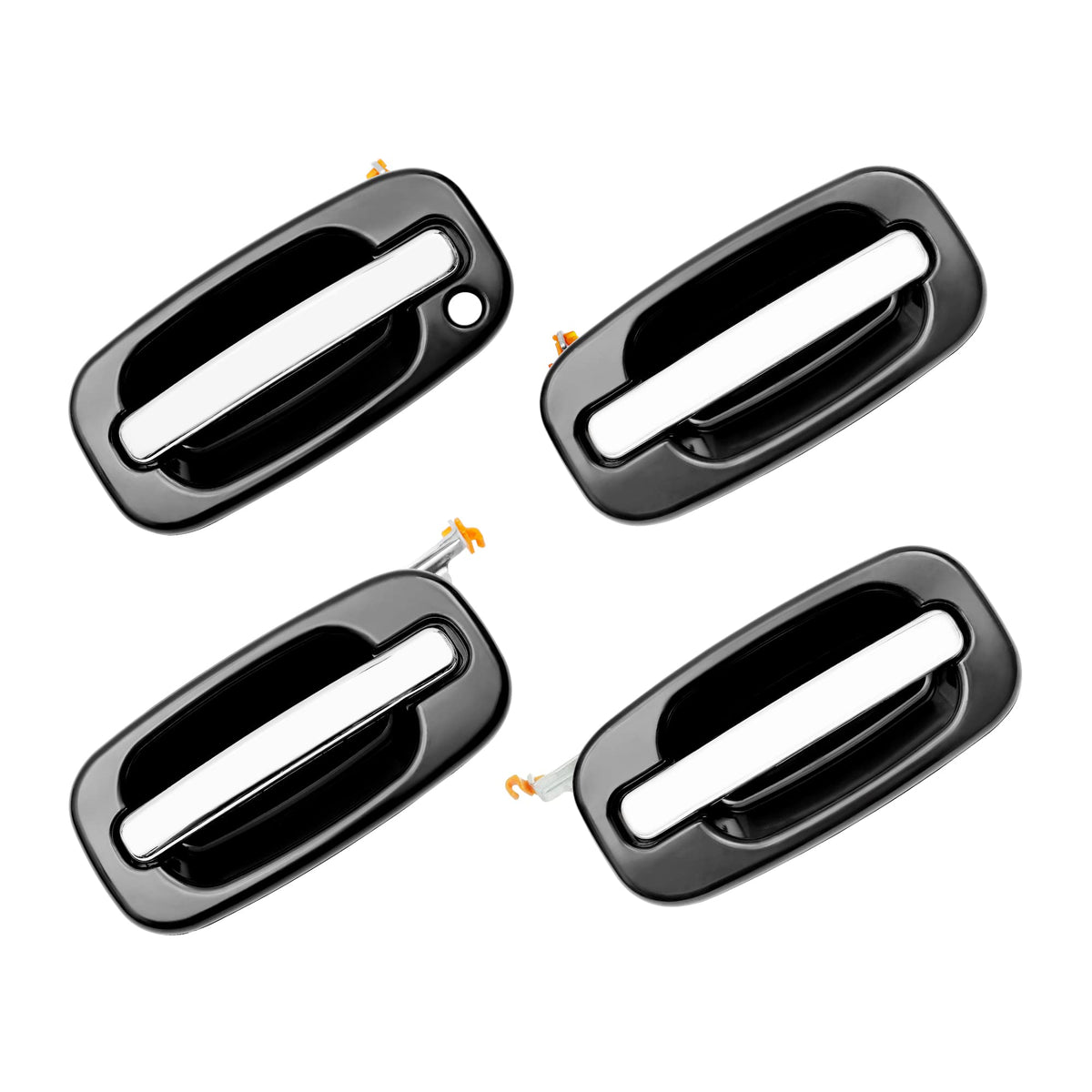 Gledewen exterior front-right chrome lever door handle with black housing for OE replacement.
