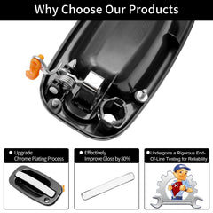 Gledewen exterior handle chrome with lever and black housing; OEM numbers aid compatibility