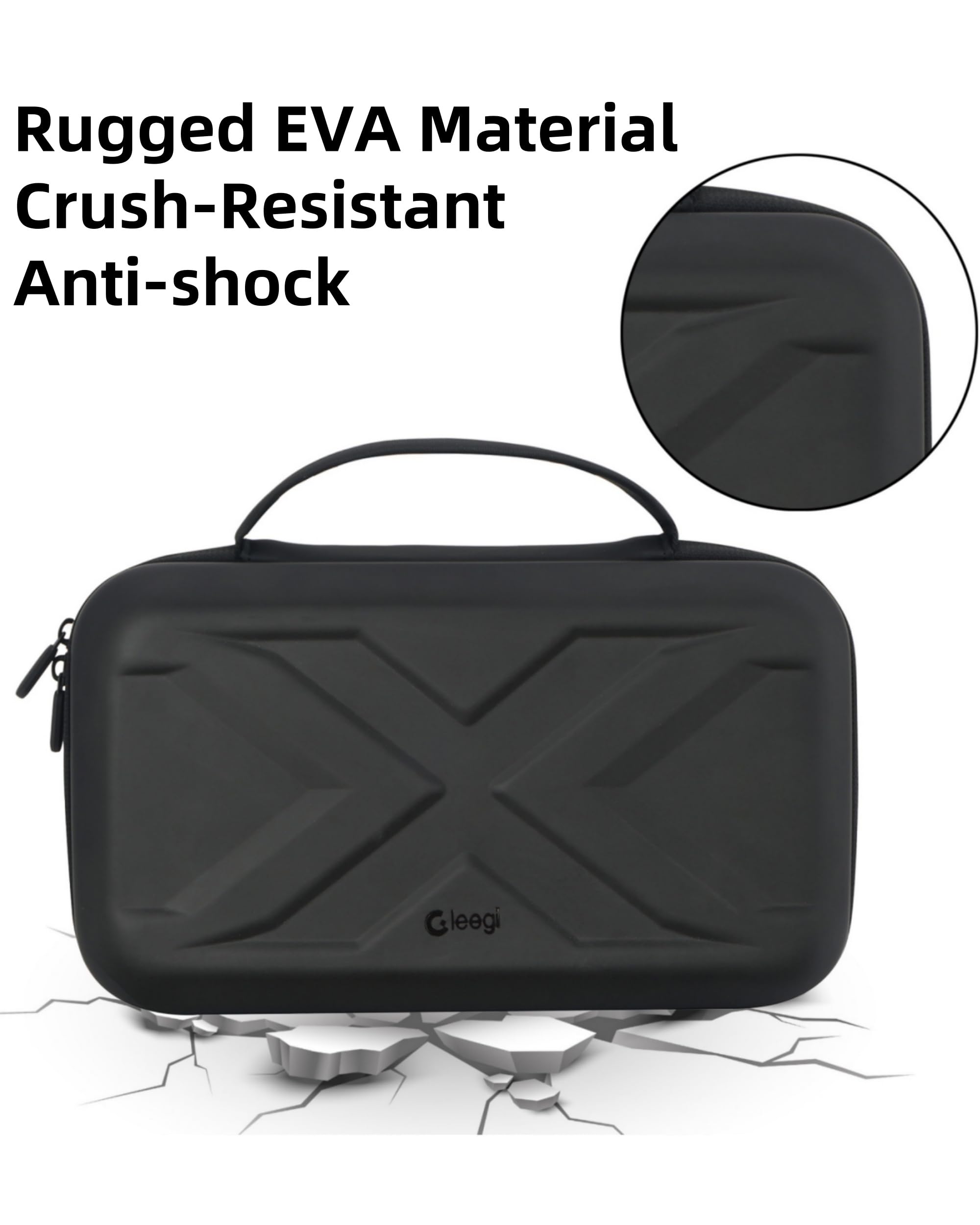 Weather and scratch resistant EVA case keeps gear clean outdoors.