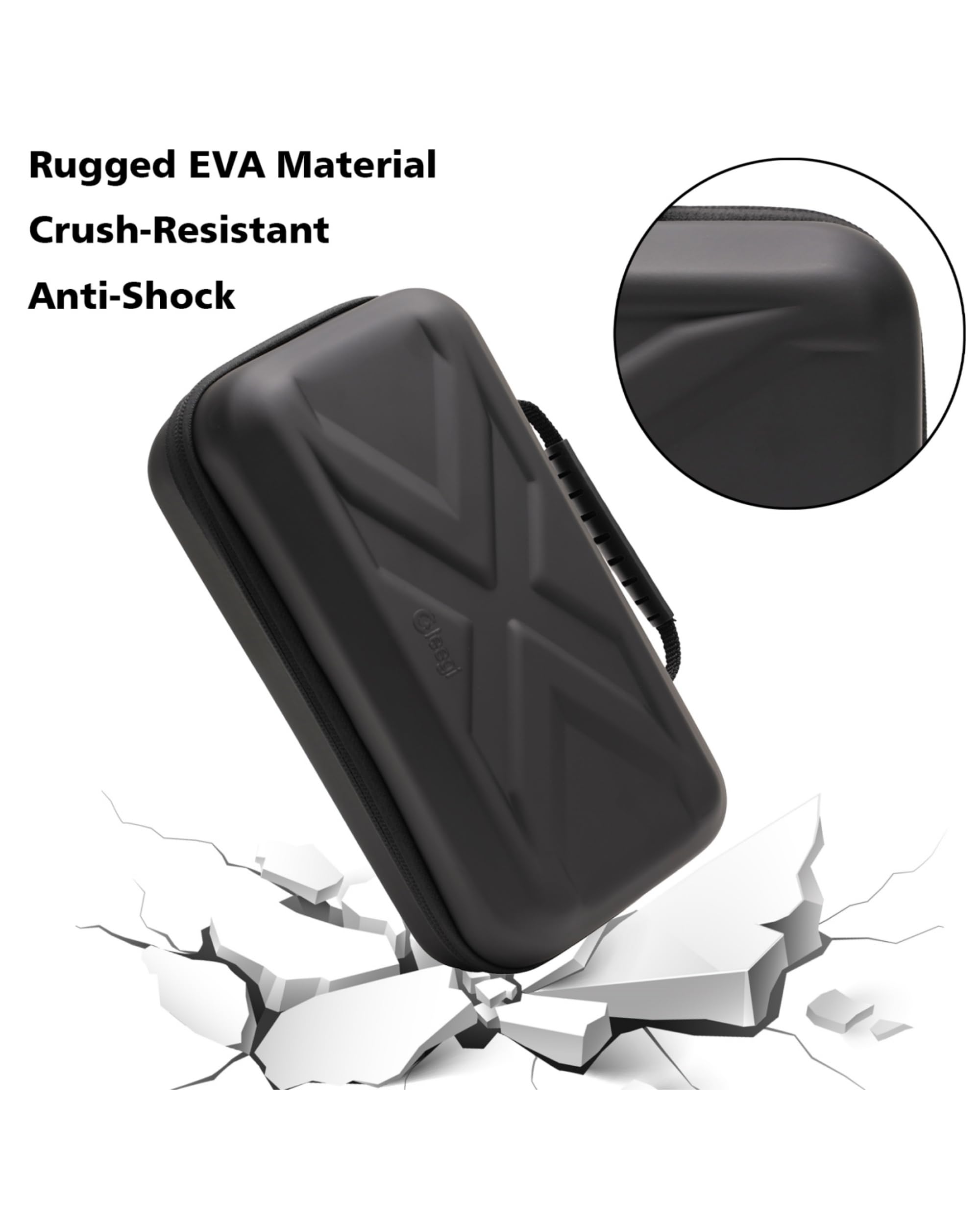 Gleegi heavy-duty EVA shell absorbs impacts on the go.