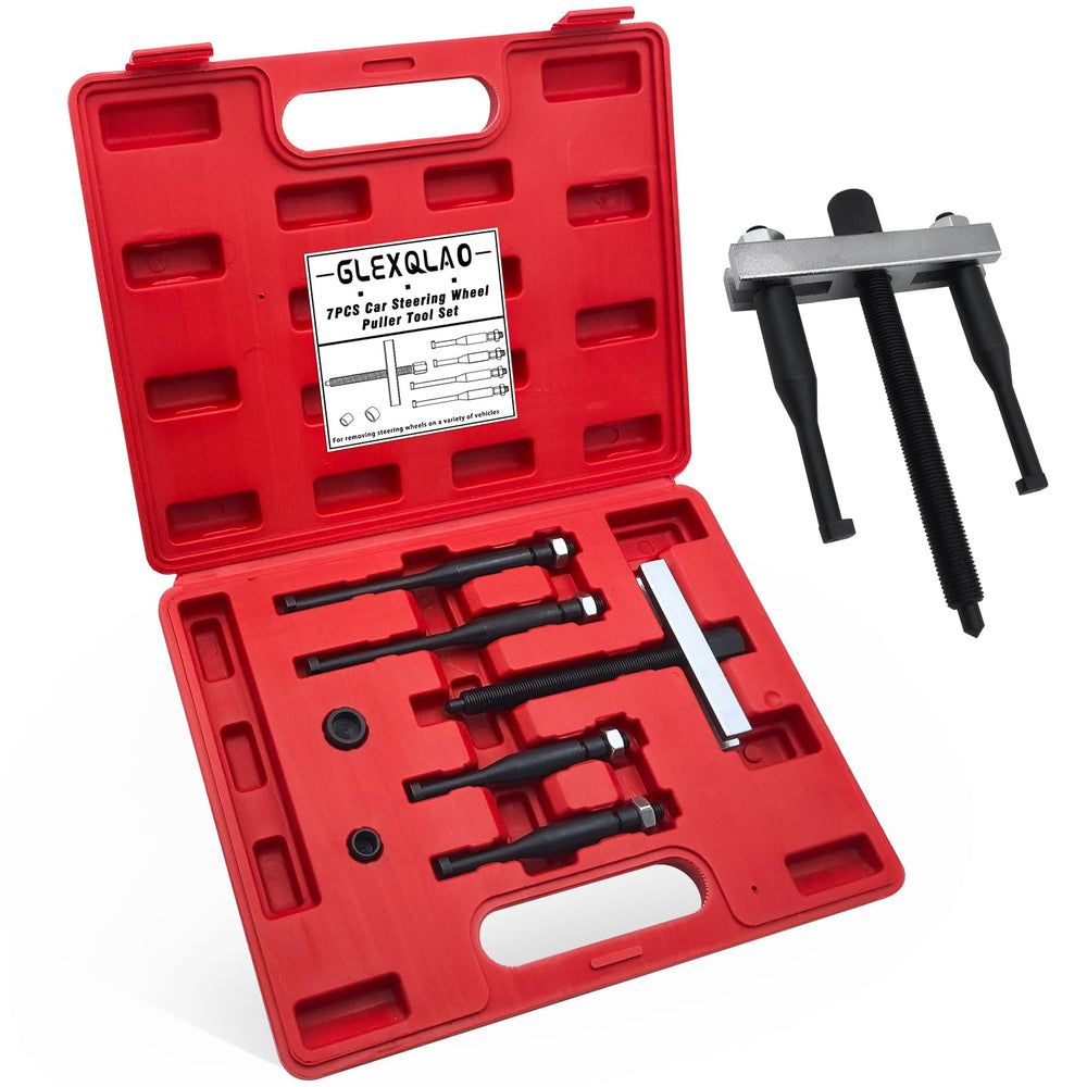 GLEXQLAO steering wheel puller set front view with adjustable distance for many vehicles