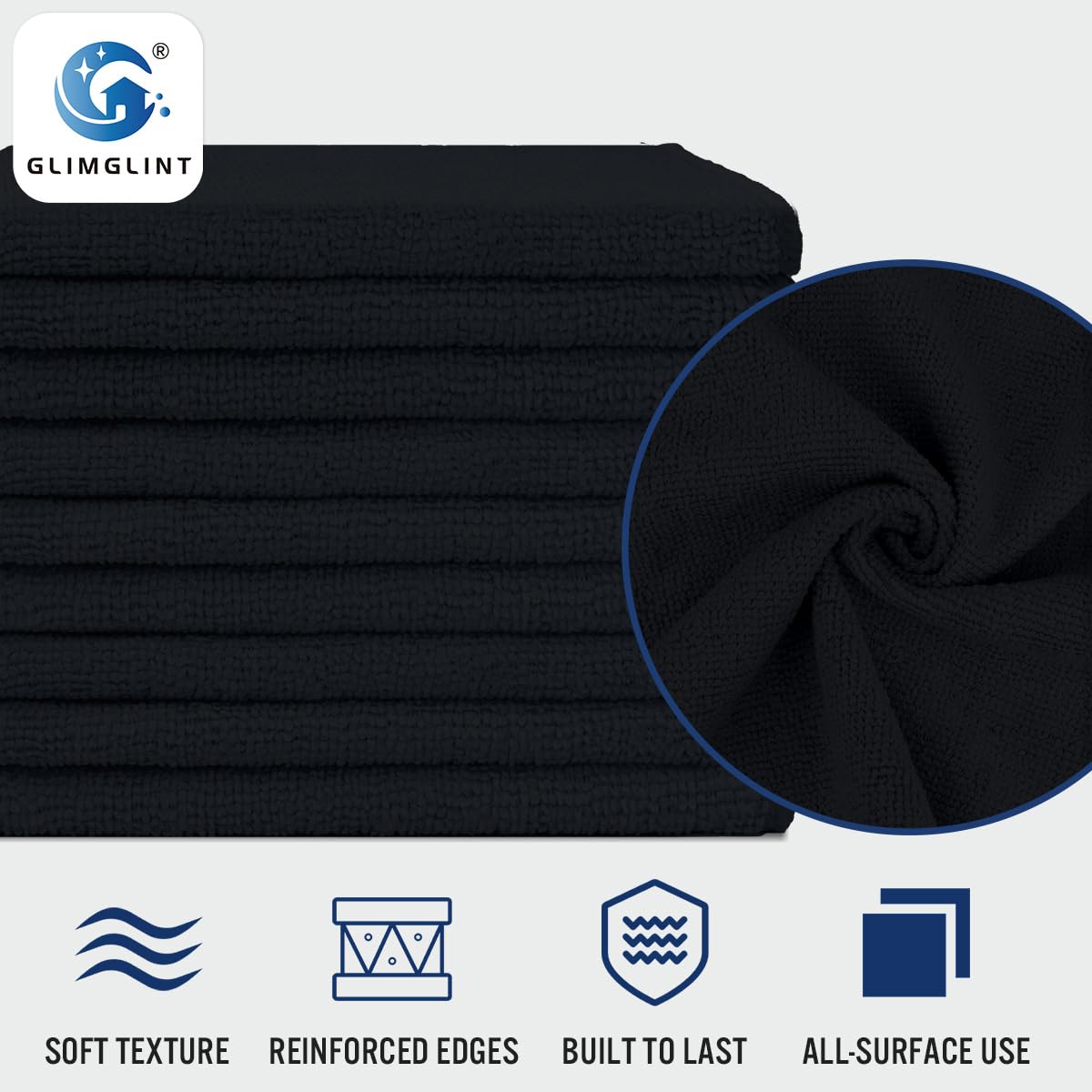 GLIMGLINT absorbent microfiber rag soaks up moisture on dishes and counters