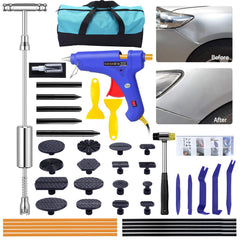 GLISTON slide hammer dent puller demonstrates ergonomic leverage for fast dent removal.