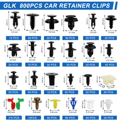 GLK nylon auto fasteners in 24 sizes for interior and exterior repairs.