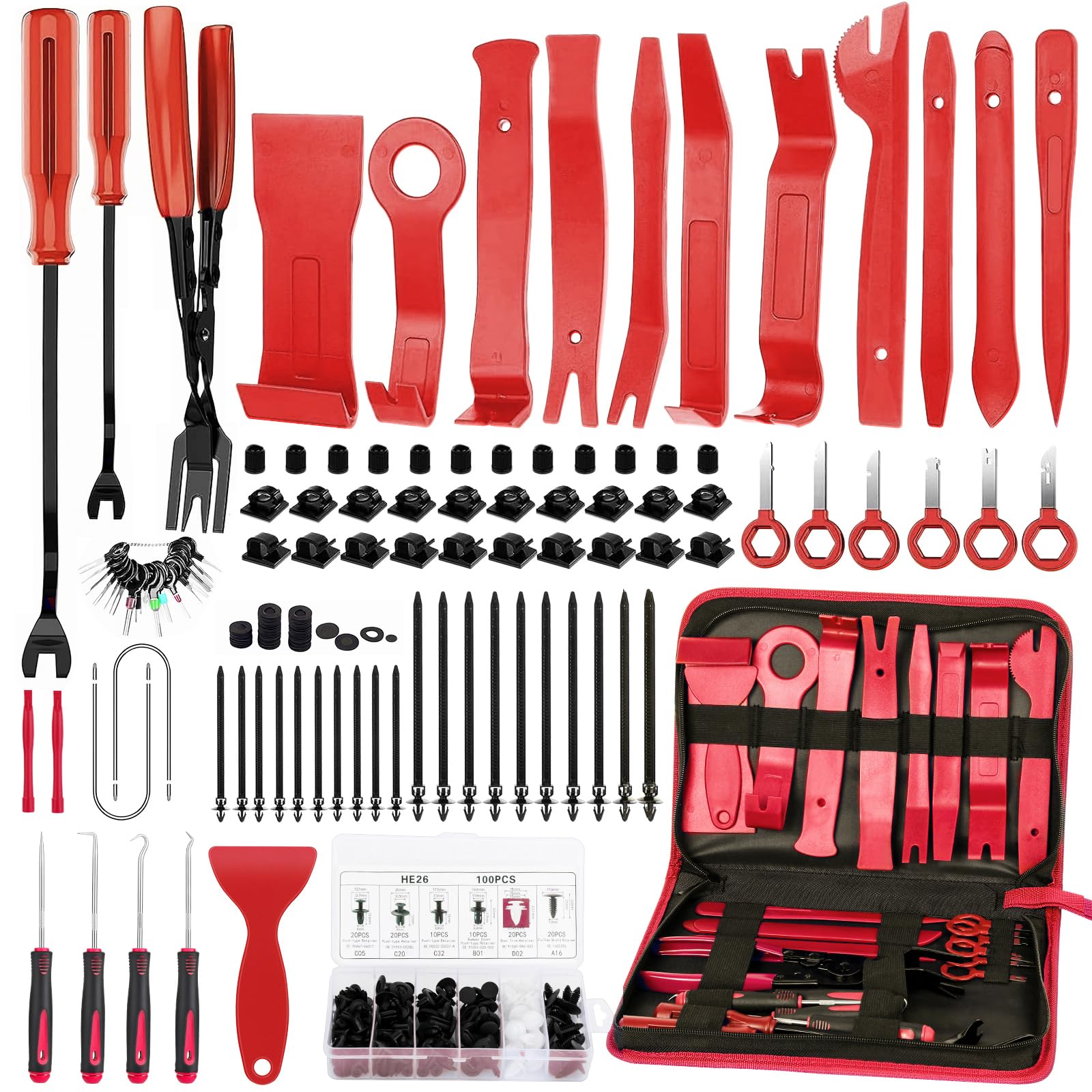 GLK 248pcs trim removal tool set with ergonomic blue handles for auto interiors.