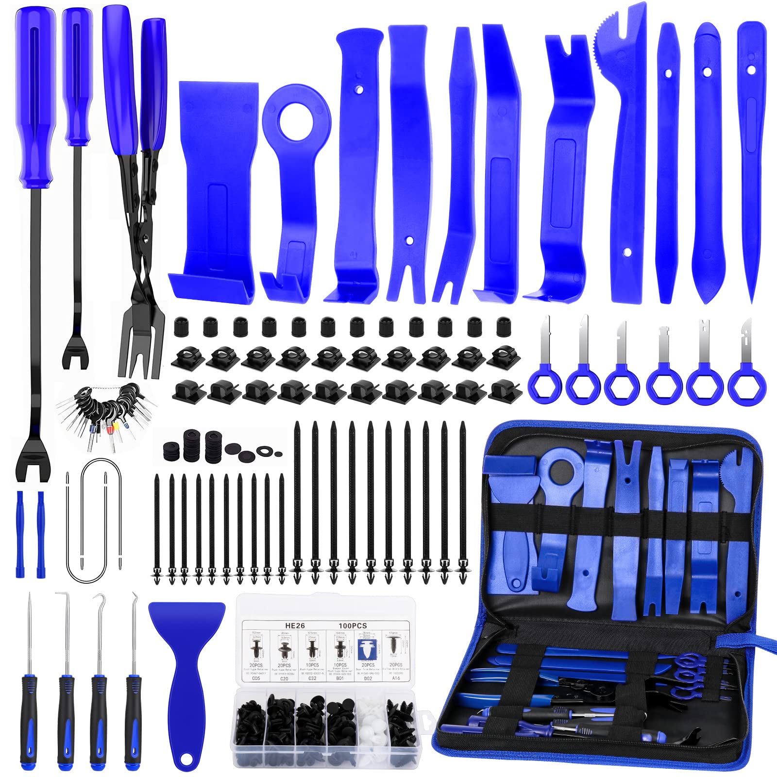 GLK 248pcs trim removal tool set in blue for quick interior and exterior car repairs.