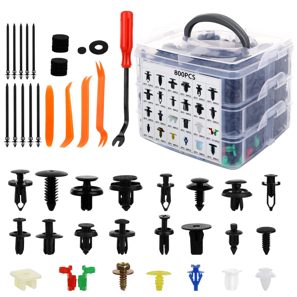 GLK 835pcs push retainer clips kit for car trim and bumper panels.