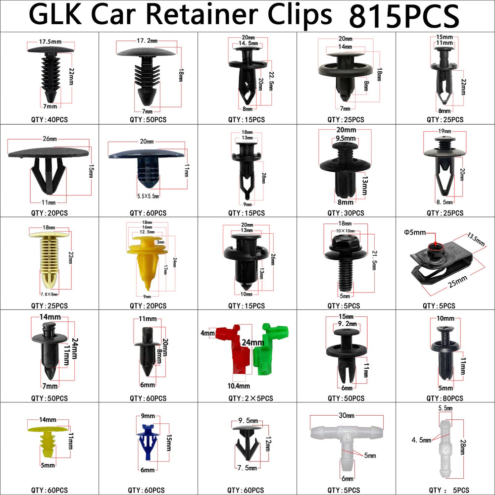 GLK premium nylon car clips provide durable, vibration-resistant holding.