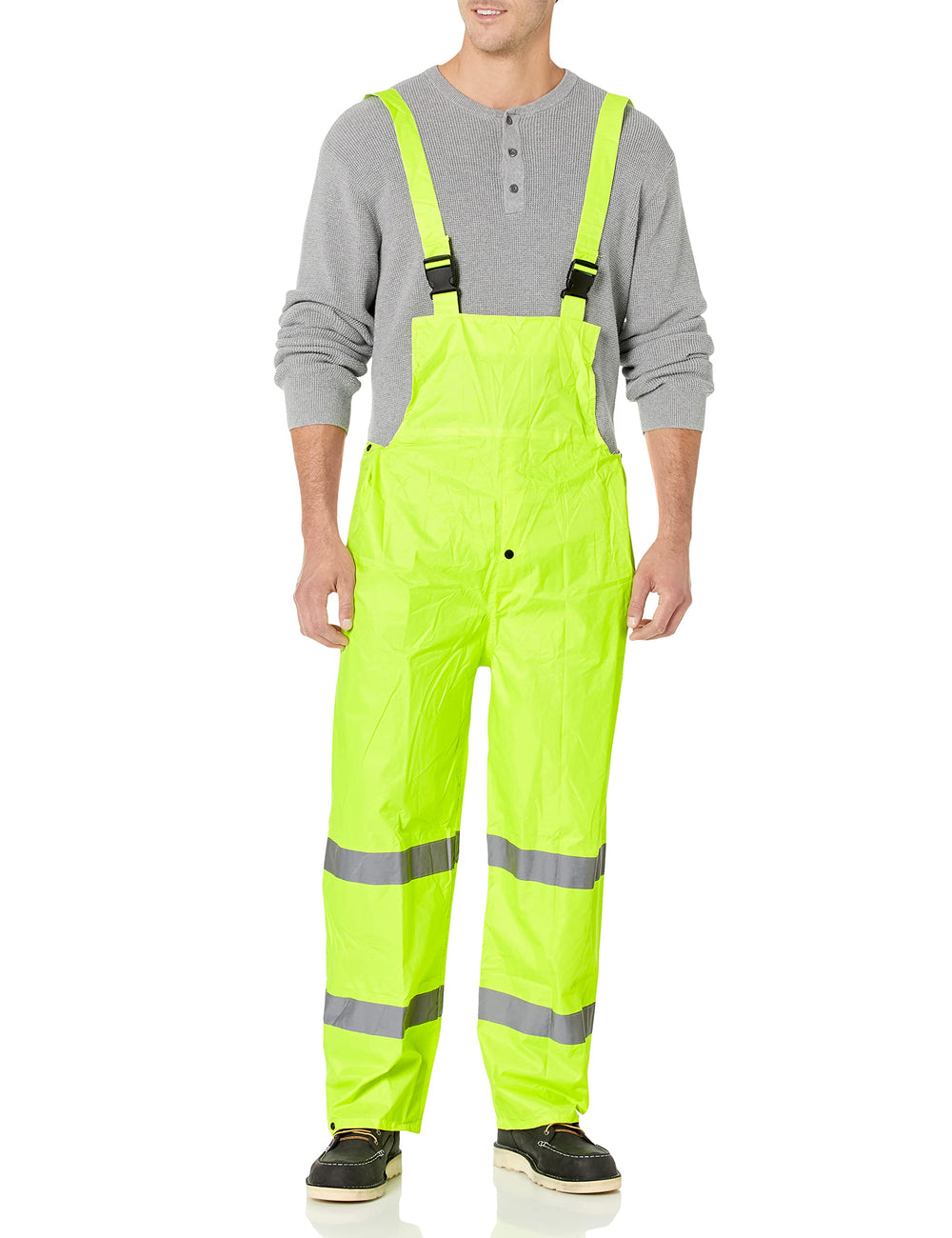 Global Glove FrogWear GLO-8000 bibs buckles, secure straps for kneeling and bending during work.