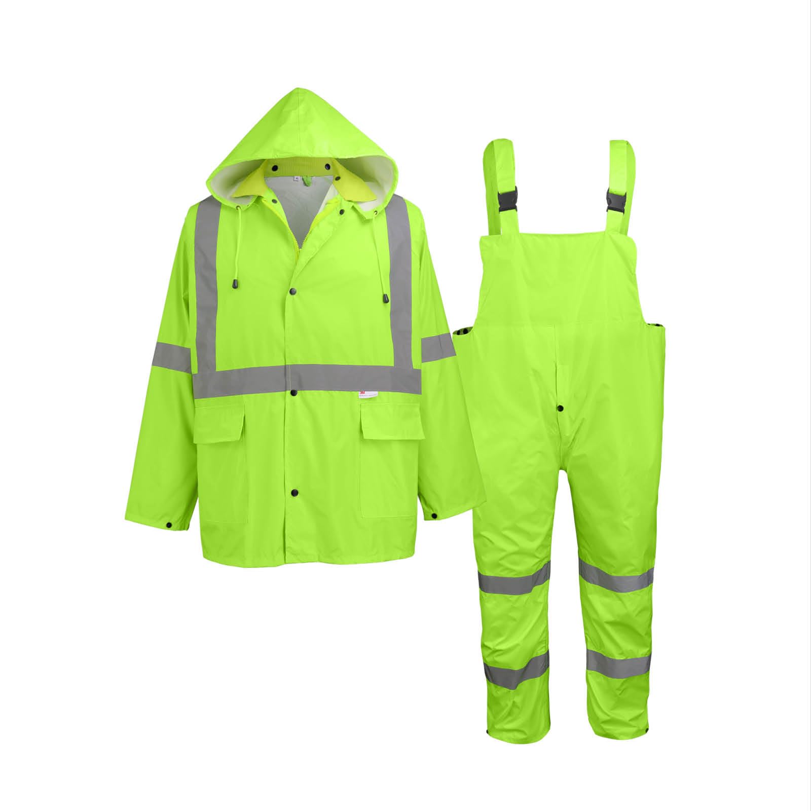 Global Glove GGS rain suit jacket front with high visibility