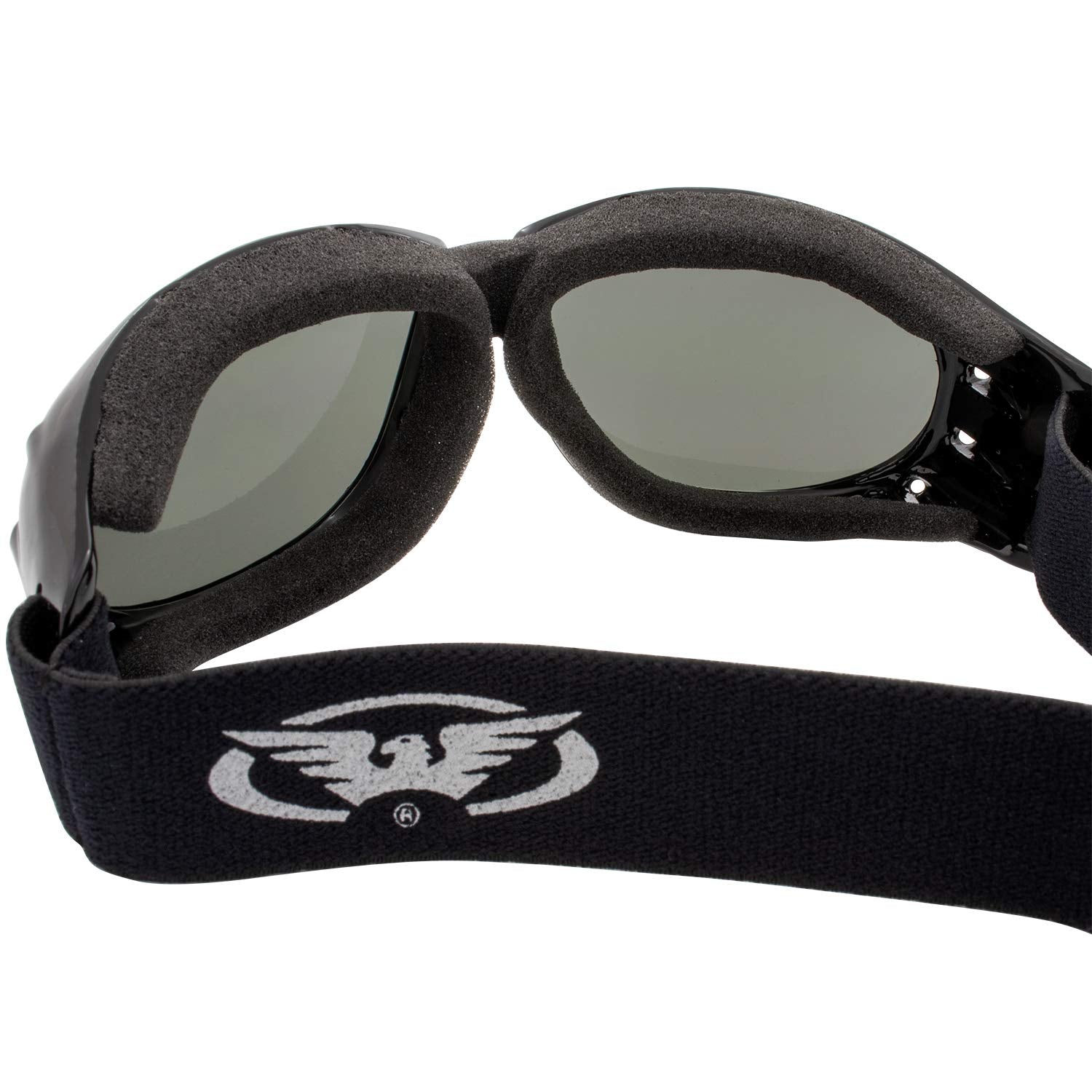 Global Vision Eliminator Deluxe black frame complements rugged riding gear.