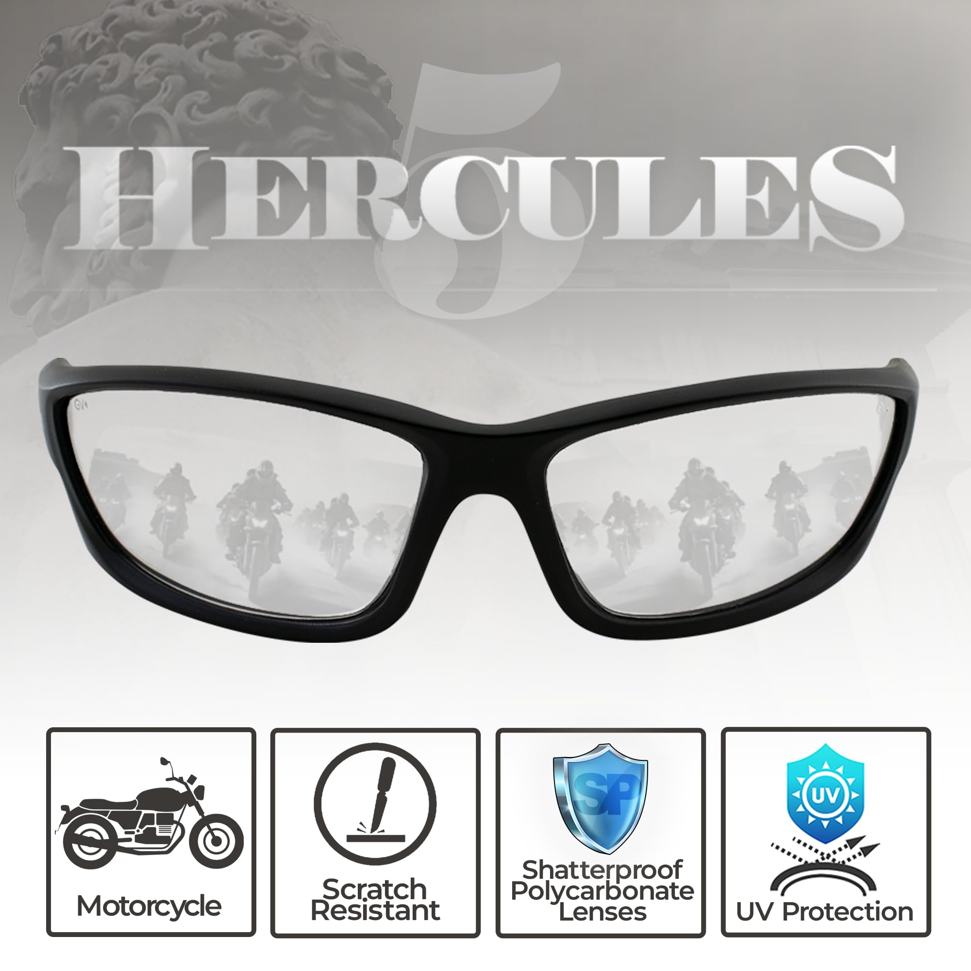 Global Vision Hercules-5 polycarbonate lenses offer shatter resistance and clear vision.