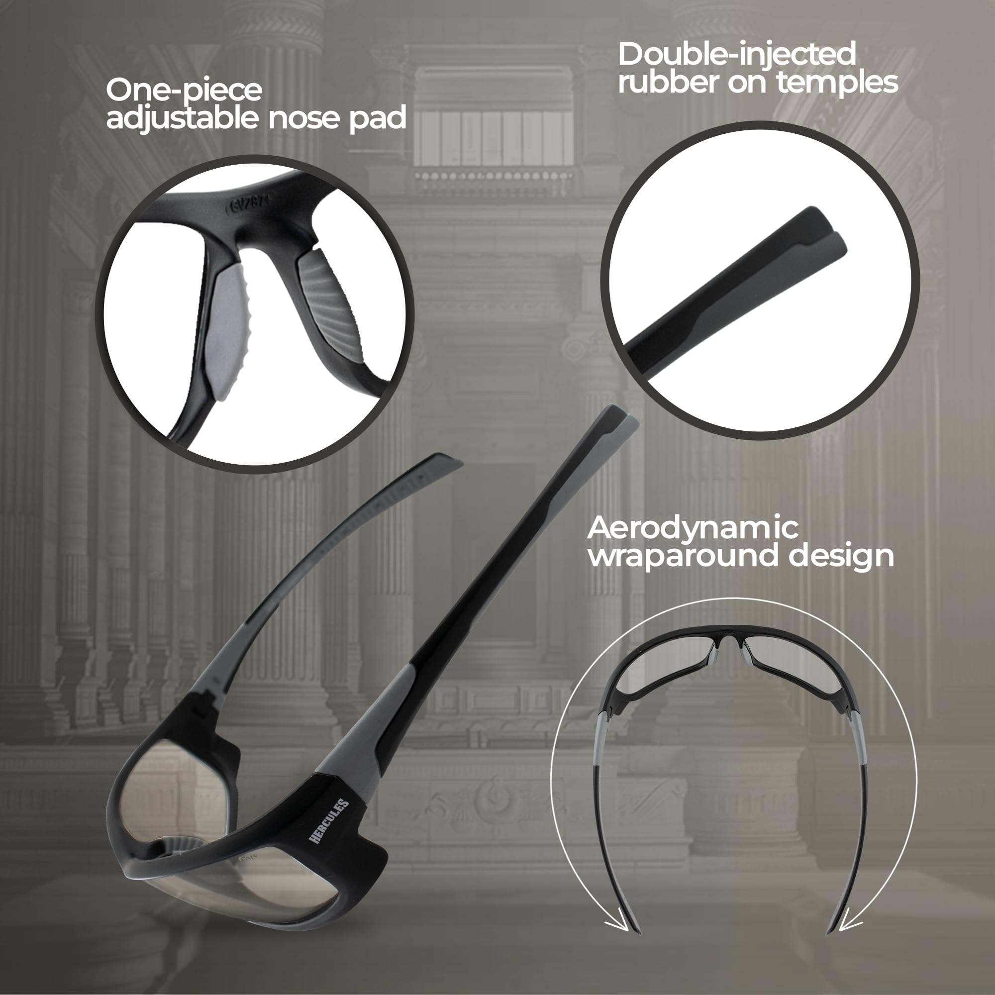 Global Vision Hercules-5 rubber nose pads boost comfort during long rides.
