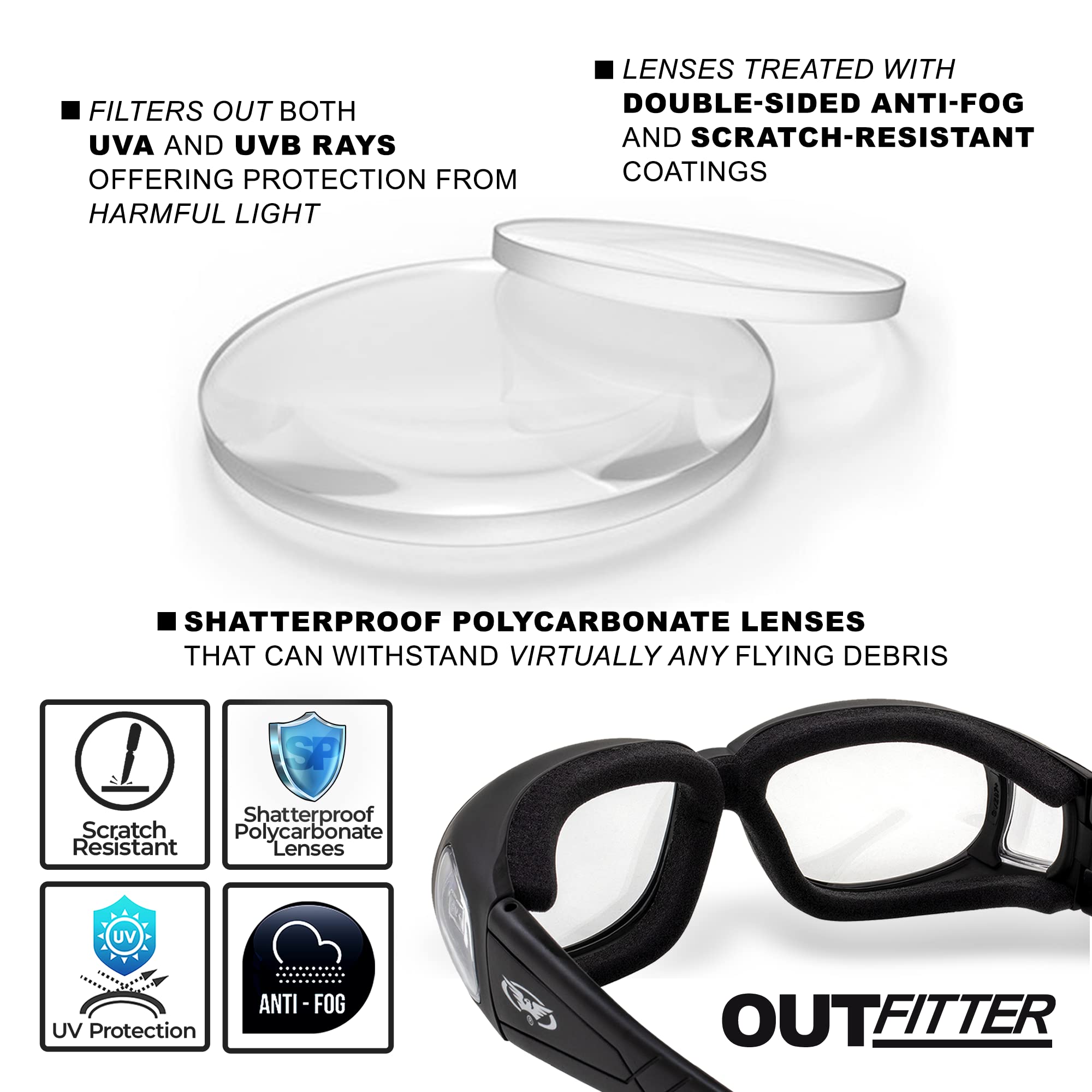Global Vision Outfitter venting system helps vent moisture for clearer vision.