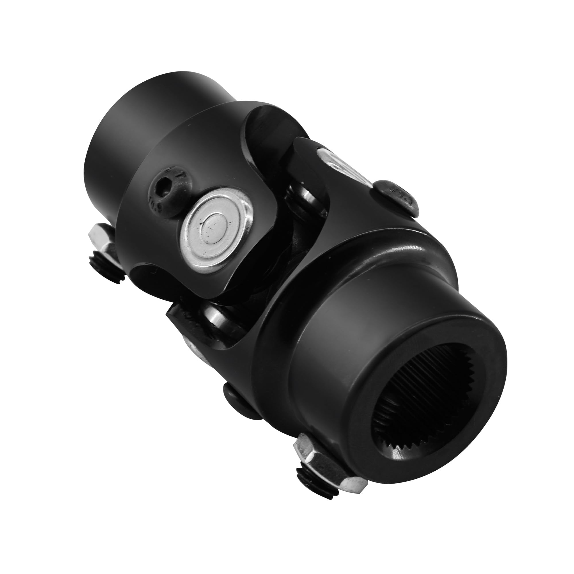 GLOCRORET 3-4 spline U-joint in black finish for reliable heavy-duty steering connections.