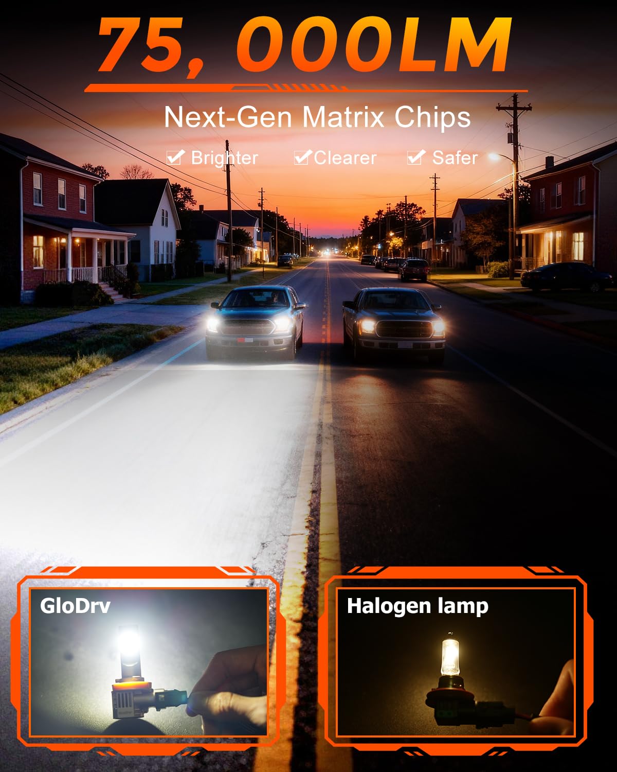 GloDrv 6500K cool white beam pattern offers precise, glare-free illumination