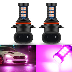 GLOFE 9005-9006 LED bulbs pink purple front view for fog and DRL enhancement