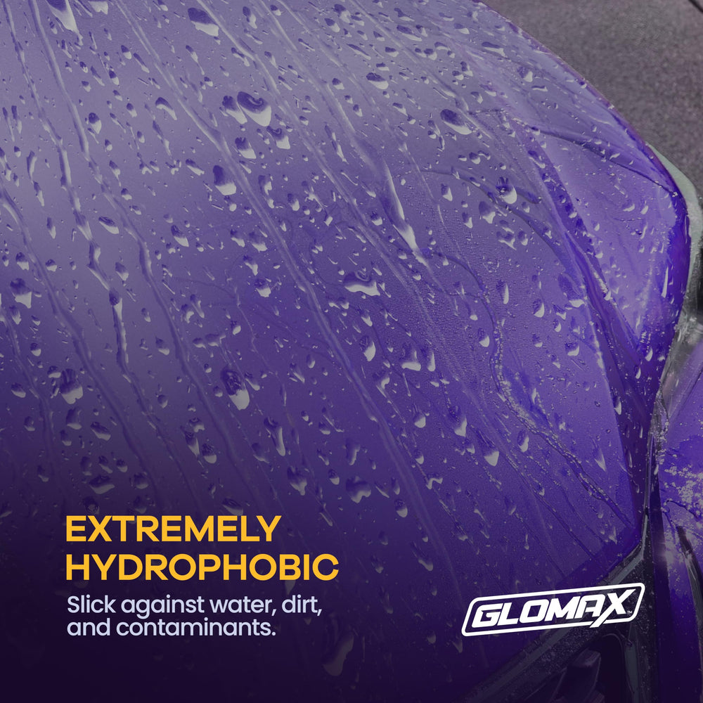 GLOMAX UV protection focus highlights paint defense against sun damage.