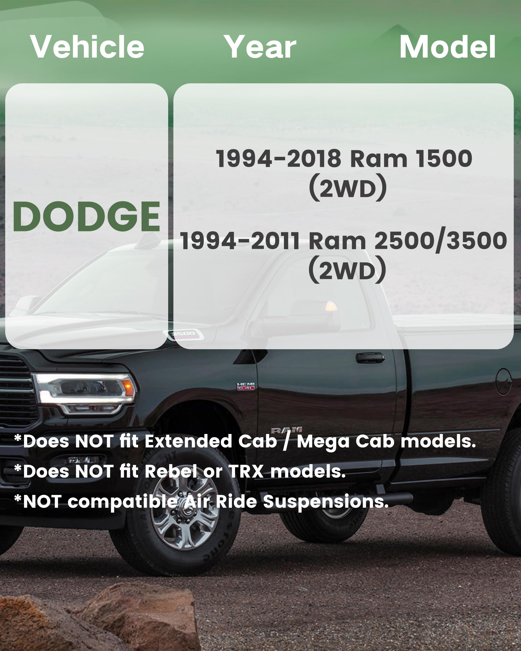 Glorider 3-inch leveling kit side profile on Ram 1500 for enhanced stance
