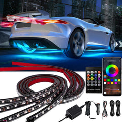 Glowlendra underglow exterior lights 4-piece kit for bright, uniform color on your vehicle.