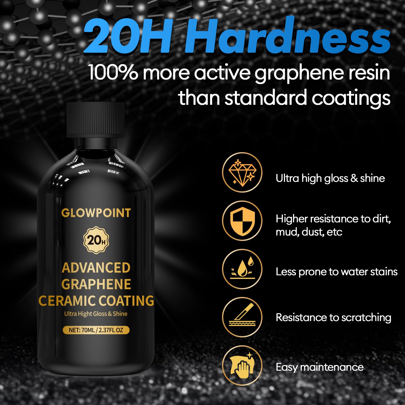 GLOWPOINT graphene coating panel during application for deep shine