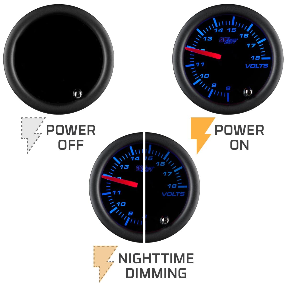 GlowShift volt gauge mounting bracket for secure installation