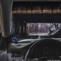 GlowShift universal pillar pod black installed on A-pillar for easy visibility.