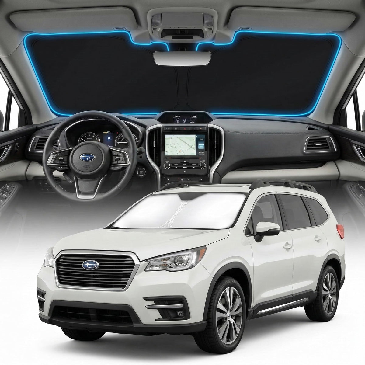 GLSBRCAO Ascent sun shade cover fits precisely, protecting the dash and interior.