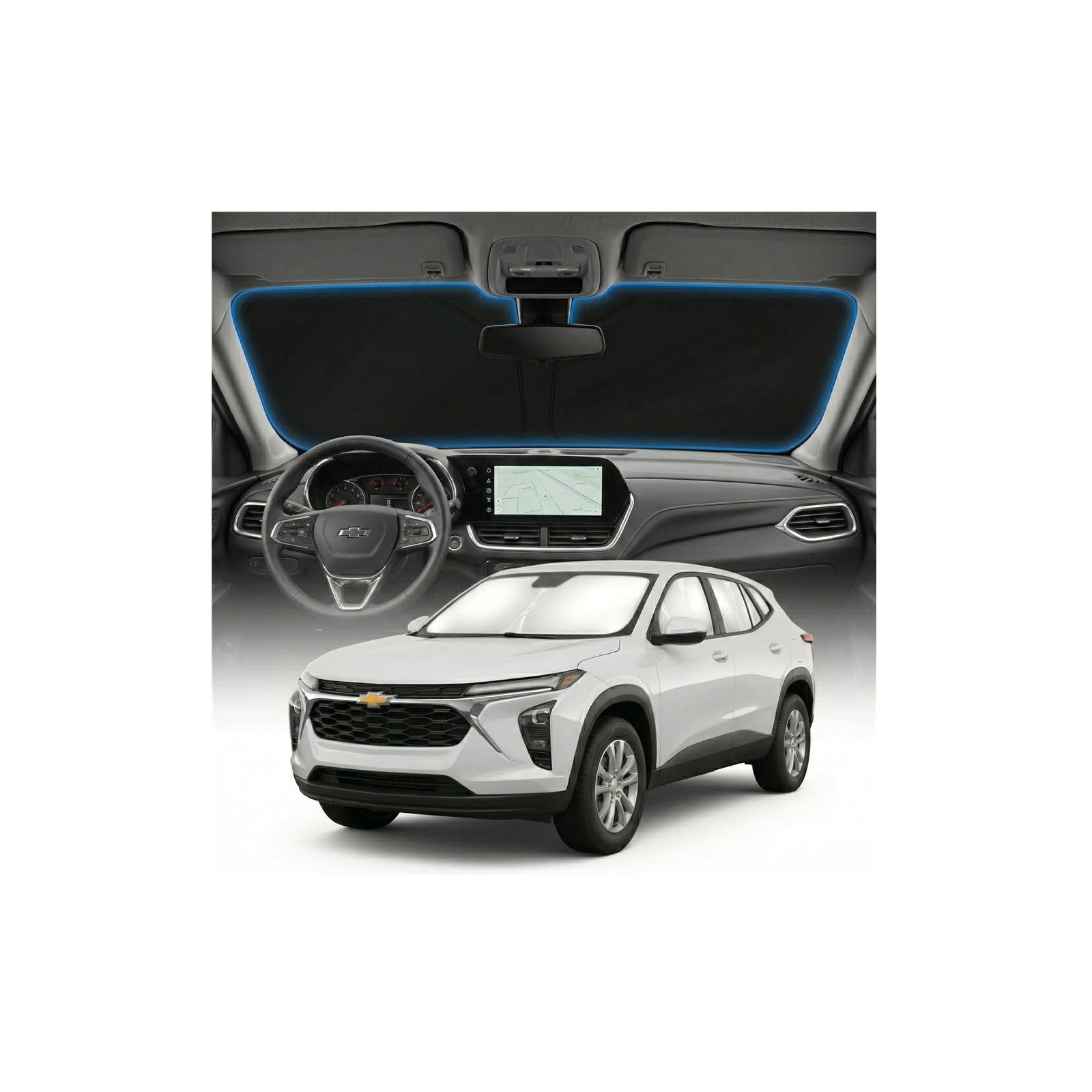 GLSBRCAO Chevy Trax sun shade windshield cover protecting the interior from sun glare