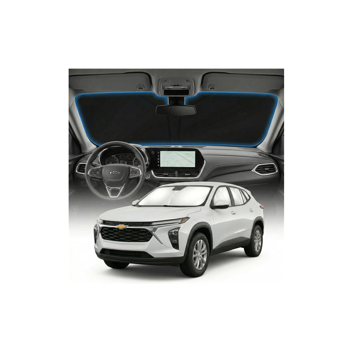 GLSBRCAO Chevy Trax sun shade windshield cover protecting the interior from sun glare