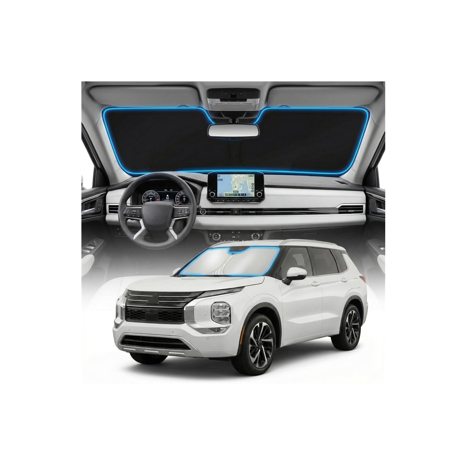 GLSBRCAO Mitsubishi Outlander sunshade windshield cover for cooler dash and UV protection