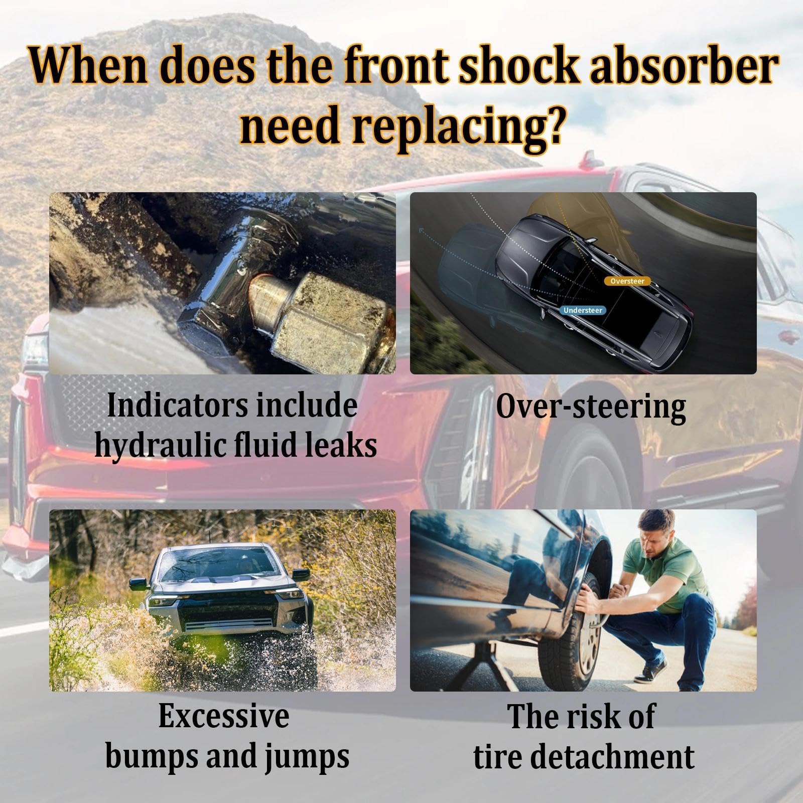 Gluebar durable front suspension struts with steel construction for longevity