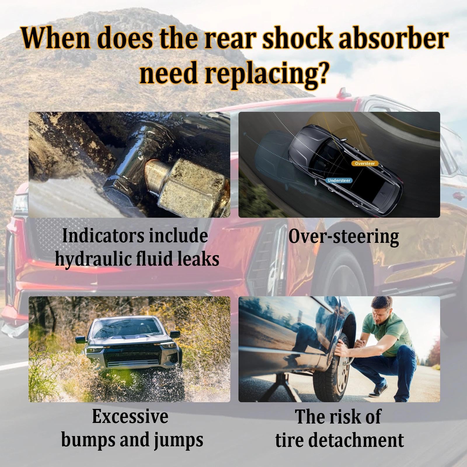 Gluebar front shock assembly for Chevrolet Tahoe XL smooths bumps and improves handling.