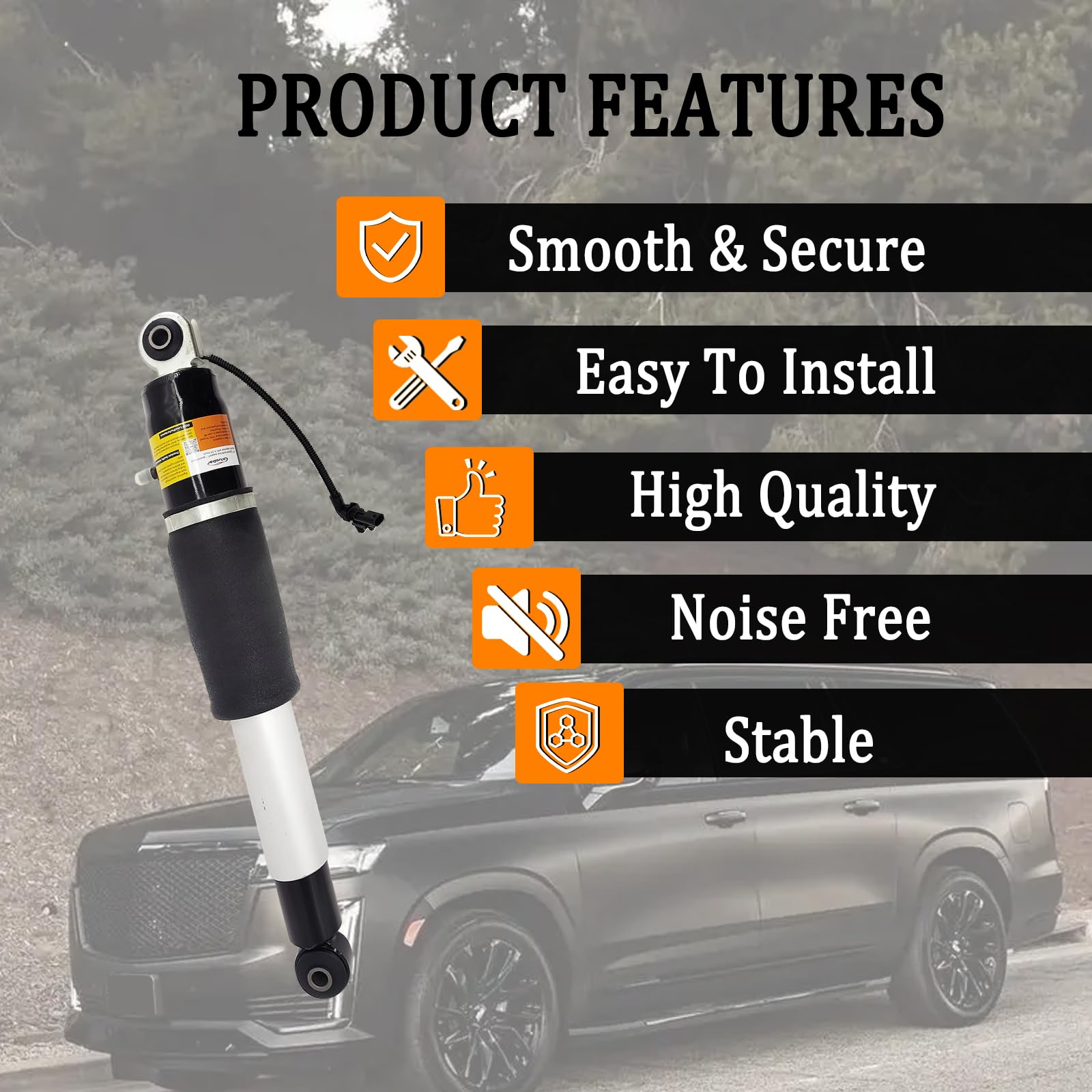Gluebar rear shock assembly for Cadillac Escalade XL boosts overall ride quality.