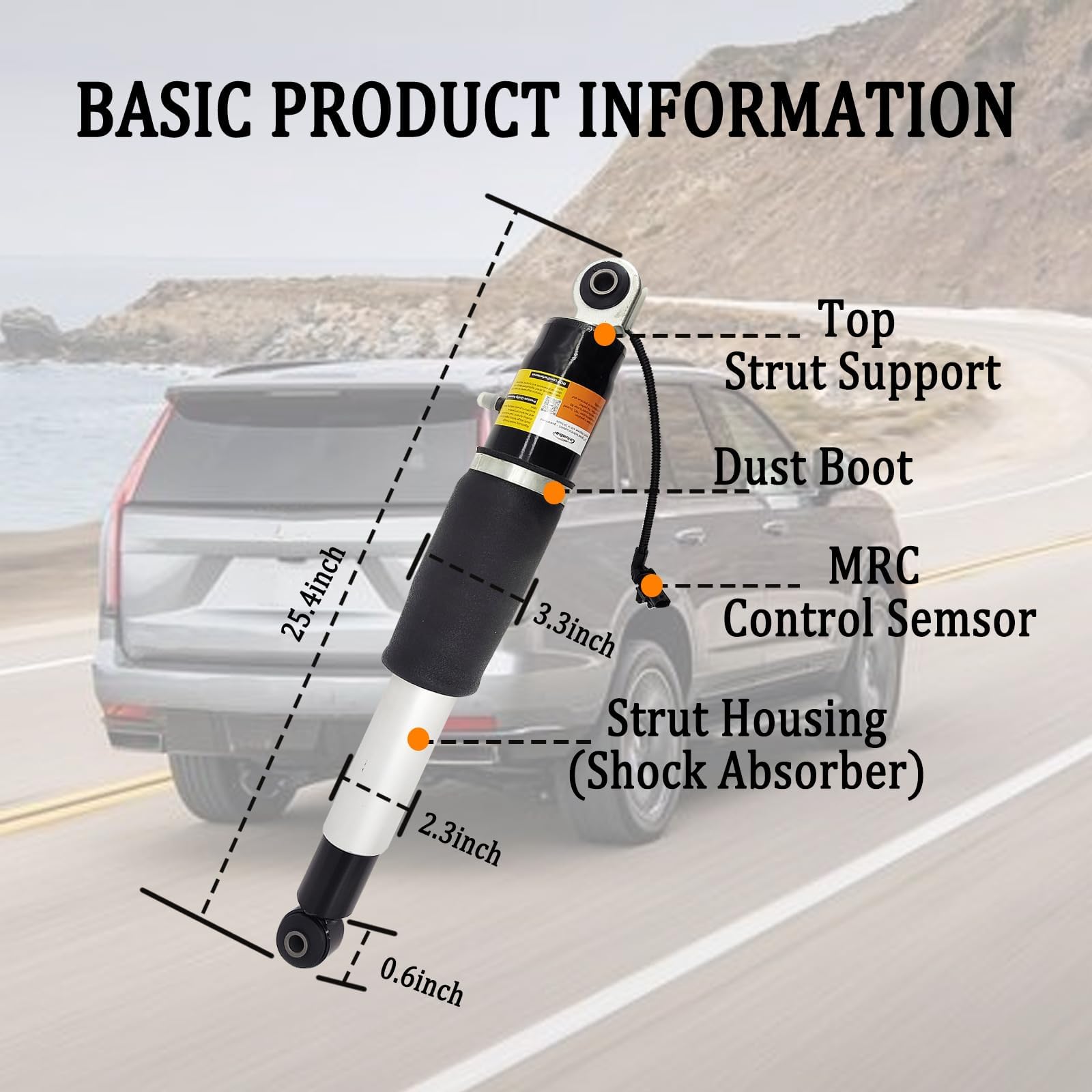 Gluebar rear shock assembly for Yukon XL resists corrosion for longer life