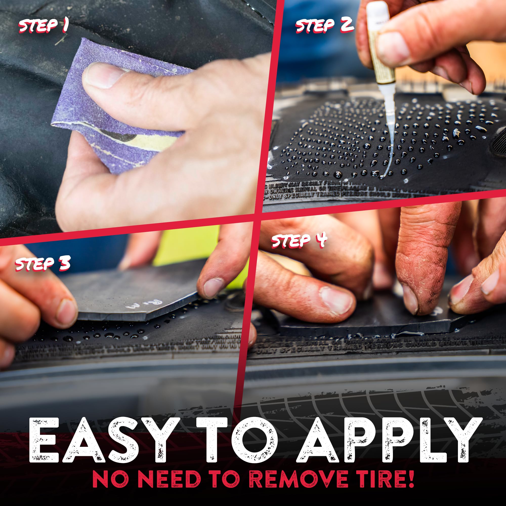 GlueTread no-tire-removal method demonstrated for tractors and equipment.