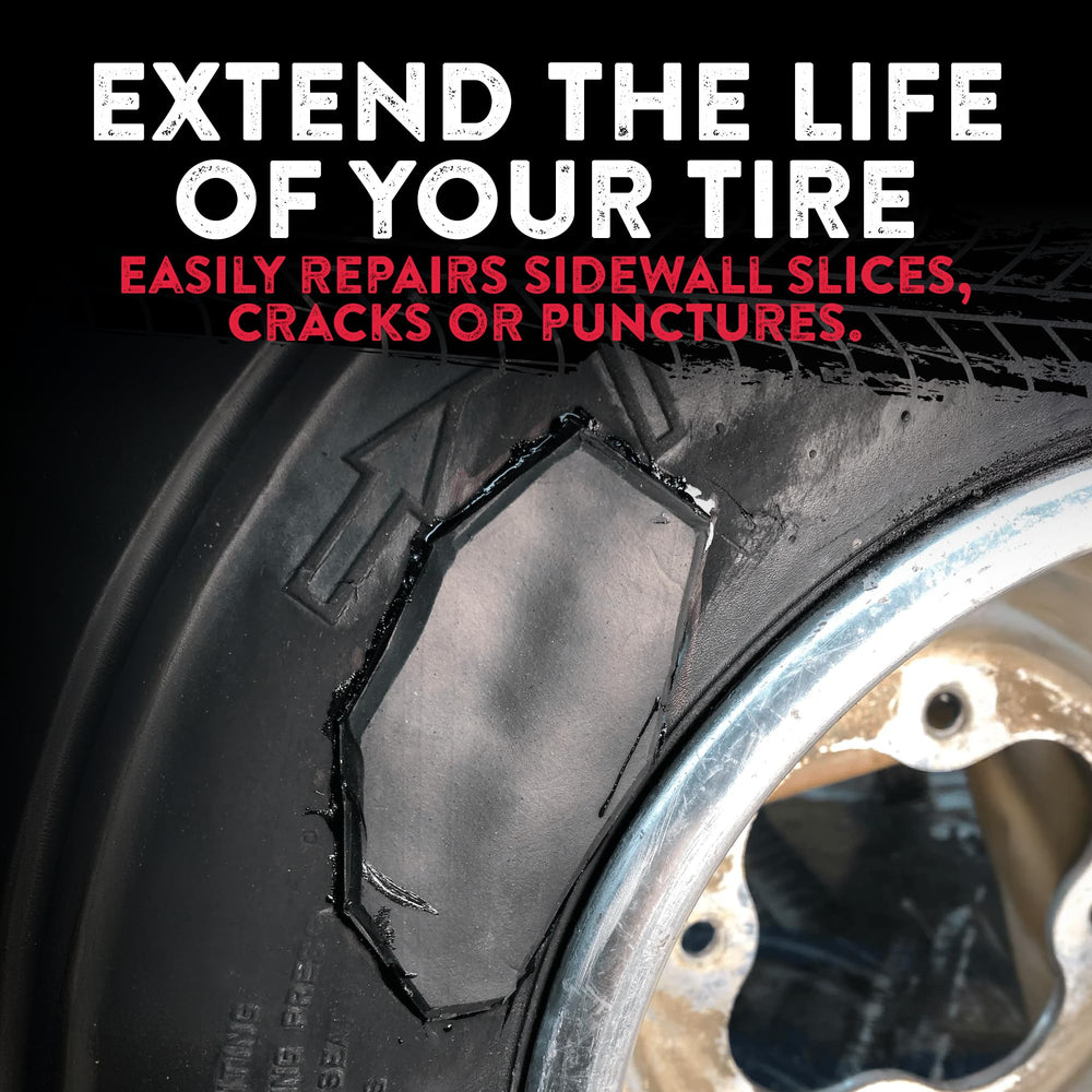 GlueTread heavy-duty patch fix on a vehicle tire