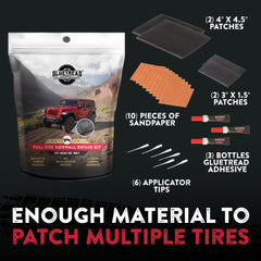 Gluetread sidewall patch 3x1.5 inch for smaller damage.