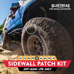 Gluetread sidewall patch 4x4 4-5 inch patch for rugged tire fixes.