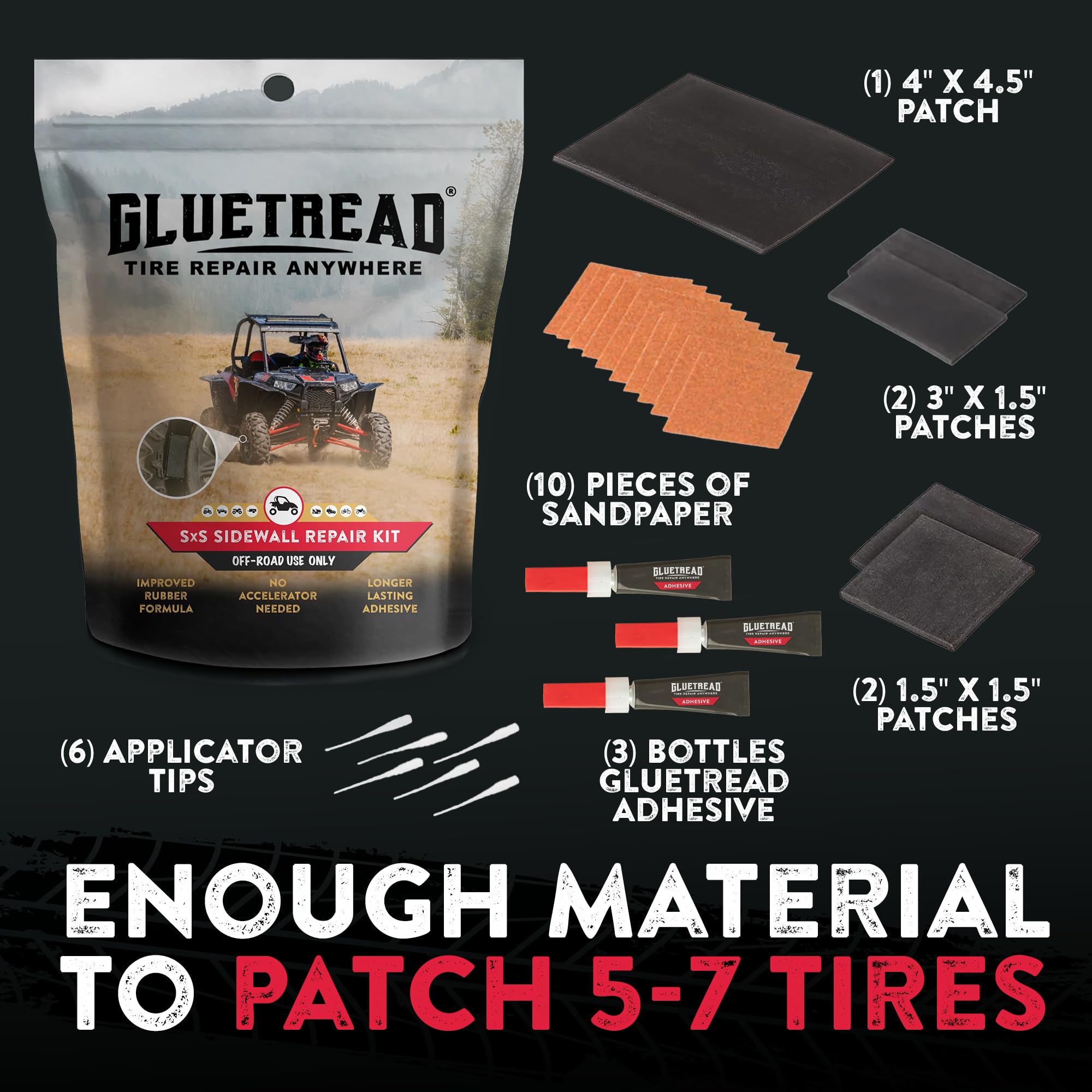 GlueTread SXS patch being applied to a smaller patch on the tire sidewall